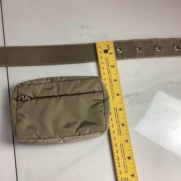 Vintage Sand Castle Metal Gold Tone Mesh Belt Womens 36” Y2K Grunge With Pouch main image 6